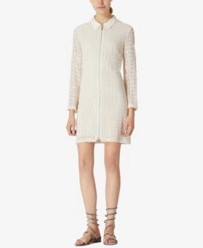 Shop Avec Les Filles Collared Lace Mini Shirtdress In Off White