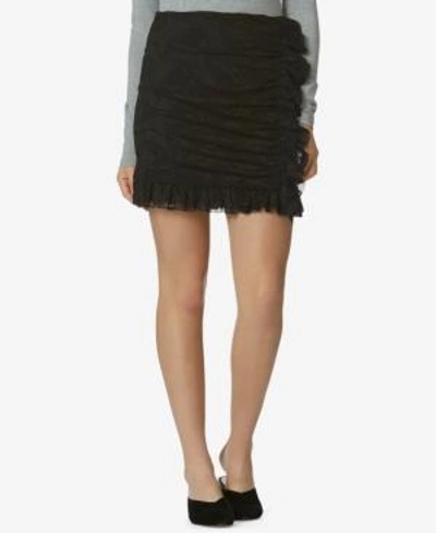 Shop Avec Les Filles Lace-overlay Mini Skirt In Black
