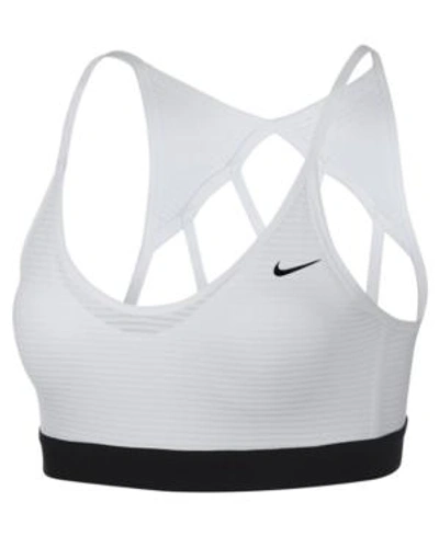 Nike Indy Cooling Strappy-back Low-impact Sports Bra In White/black |  ModeSens