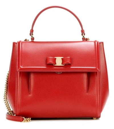 Shop Ferragamo Carrie Leather Shoulder Bag In Red