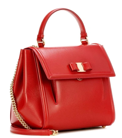 Shop Ferragamo Carrie Leather Shoulder Bag In Red