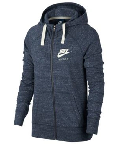 Shop Nike Gym Vintage Full-zip Hoodie In Thunder Blue