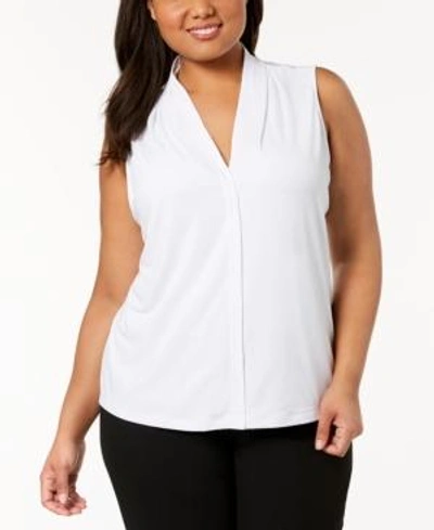 Shop Calvin Klein Plus Size V-neck Top In White