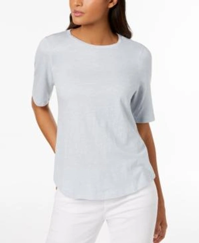 Shop Eileen Fisher Elbow-sleeve Organic-cotton T-shirt, Regular & Petite In Indigo Sky