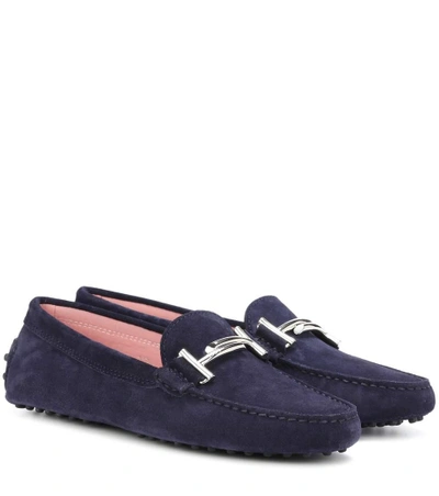 Shop Tod's Gommino Suede Loafers In Blue