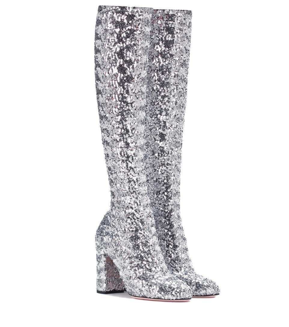 sequin silver boots