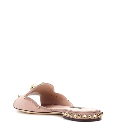 Shop Dolce & Gabbana Embellished Suede Sandals In Pink