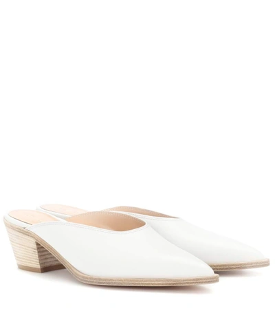 Shop Gianvito Rossi Leather Mules In White