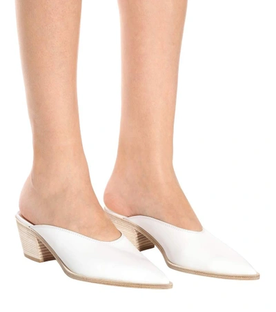 Shop Gianvito Rossi Leather Mules In White