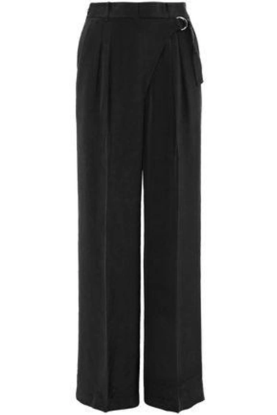 Shop Alexander Wang T Pleated Silk Crepe De Chine Wide-leg Pants In Black