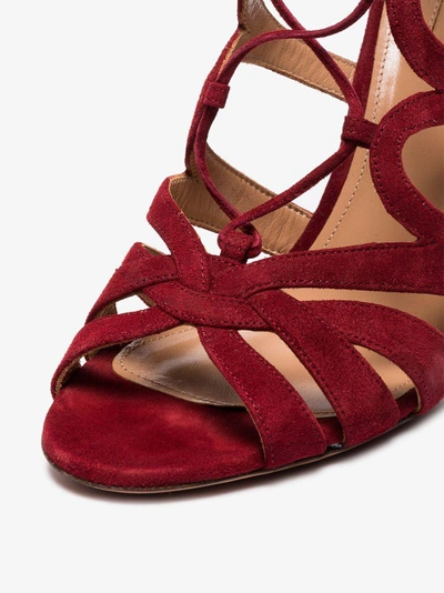 Shop Aquazzura Dark Chilli Love Affair 105 Suede Sandals In Red