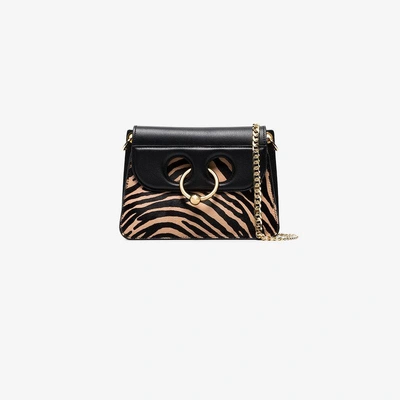 Shop Jw Anderson Black Mini Pierce Zebra Ponyskin Cross-body Bag In Brown