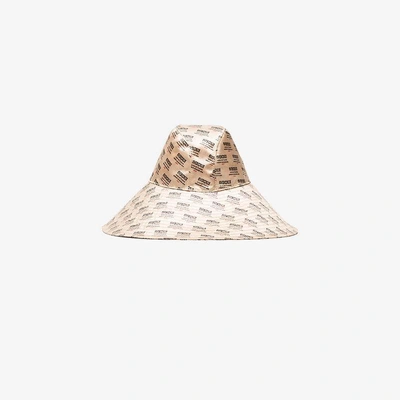 Shop Gucci Ivory Invite Print Silk Hat In Nude&neutrals