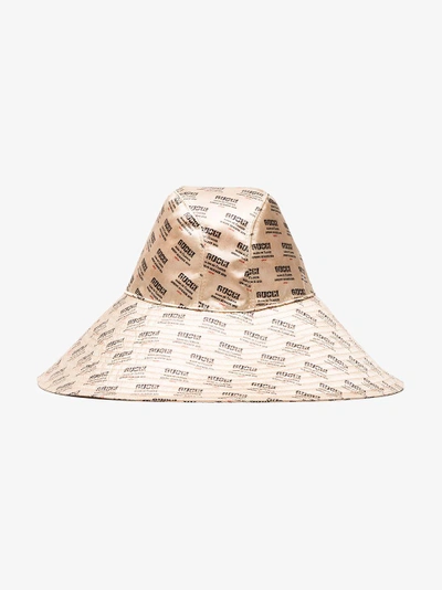 Shop Gucci Ivory Invite Print Silk Hat In Nude&neutrals