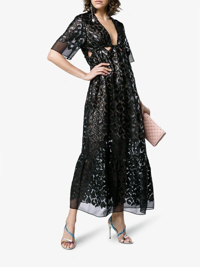 Shop Stella Mccartney Animalier Leopard Sheer Silk Maxi Dress In Black