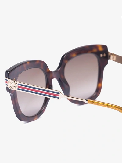 Shop Gucci Eyewear 'havana' Sonnenbrille In Schildpattoptik In Brown