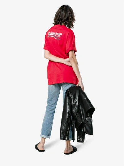 Shop Balenciaga Red Logo T-shirt