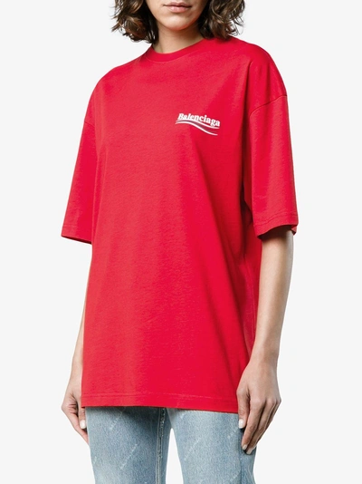 Shop Balenciaga Red Logo T-shirt