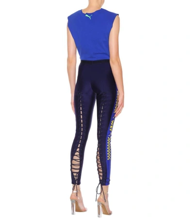 Shop Fenty X Puma Lace-up Leggings In Blue