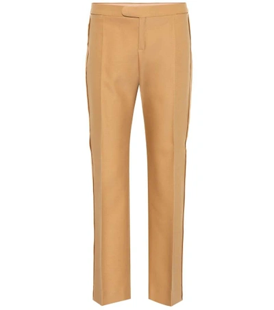 Shop Chloé Wool-blend Straight-leg Trousers In Beige