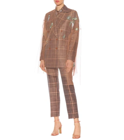 Shop Dries Van Noten Plaid Cotton-blend Trousers In Brown
