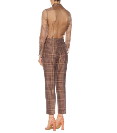Shop Dries Van Noten Plaid Cotton-blend Trousers In Brown