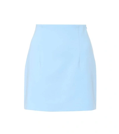 Shop Off-white High-waisted Cady Miniskirt In Blue