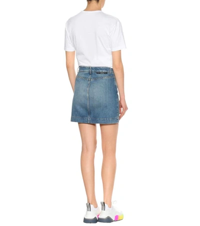 Shop Stella Mccartney Distressed Denim Miniskirt In Blue