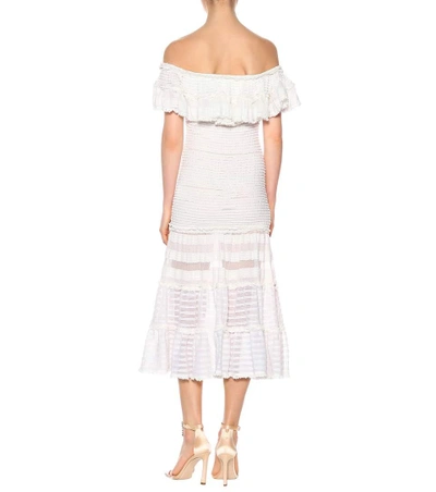Shop Jonathan Simkhai Striped Off-the-shoulder Dress In White