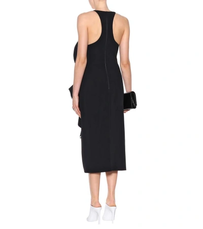 Shop David Koma Ruffled Racerback Dress In Black