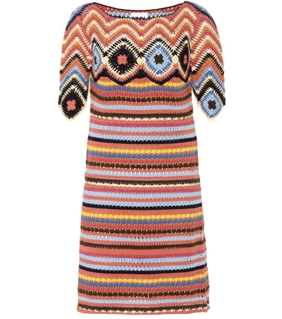 Shop See By Chloé Crochet Cotton Minidress In Multicoloured