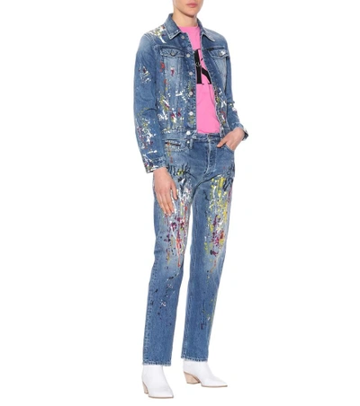 Shop Calvin Klein Jeans Est.1978 Paint Splatter Denim Jacket In Blue