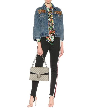 Shop Gucci Spiritismo Embellished Denim Jacket In Blue