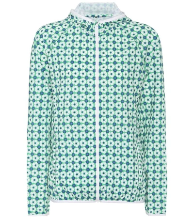 Shop Tory Sport Floral-printed Hooded Jacket In Green