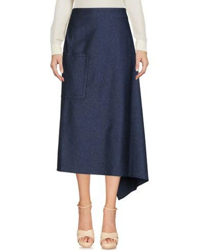 Shop Tibi 3/4 Length Skirts In Dark Blue