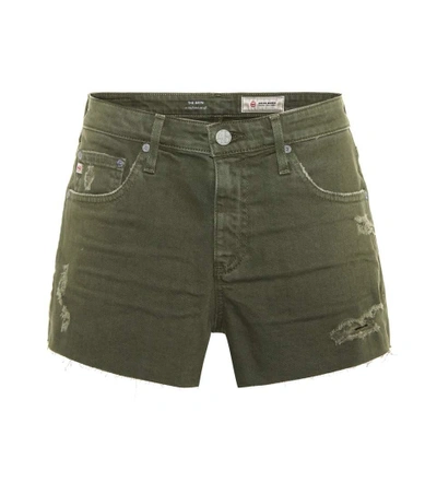 Shop Ag The Bryn Distressed Denim Shorts In Green
