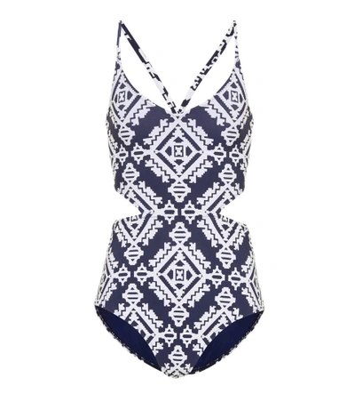 Shop Tory Burch Printed Cutout Swimsuit In Multicoloured