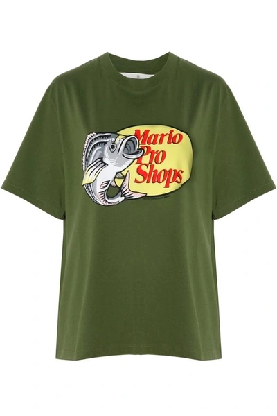 Shop Golden Goose T Shirt Samia Green Mario Pro Shops In Green, Golden