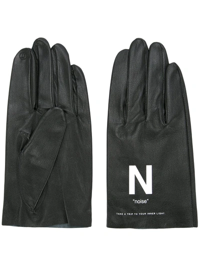 Shop Undercover Slogan Printed Gloves - Black