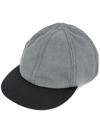 Shop Sacai Panelled Design Cap - Grey