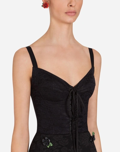 Shop Dolce & Gabbana Lingerie Slip In Jacquard In Black