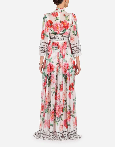 Shop Dolce & Gabbana Long Dress In Printed Chiffon In Multicolor