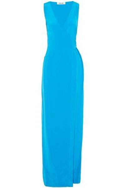 Shop Diane Von Furstenberg Woman Wrap-effect Silk-satin Gown Turquoise