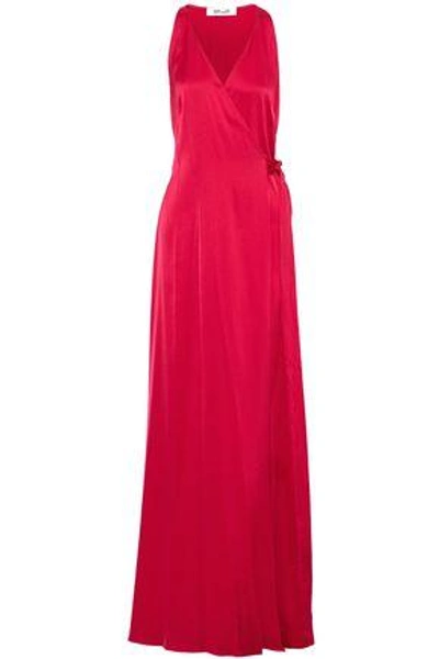 Shop Diane Von Furstenberg Satin Wrap Gown In Red