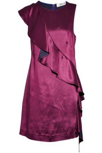 Shop Diane Von Furstenberg Woman Ruffled Satin Mini Dress Plum