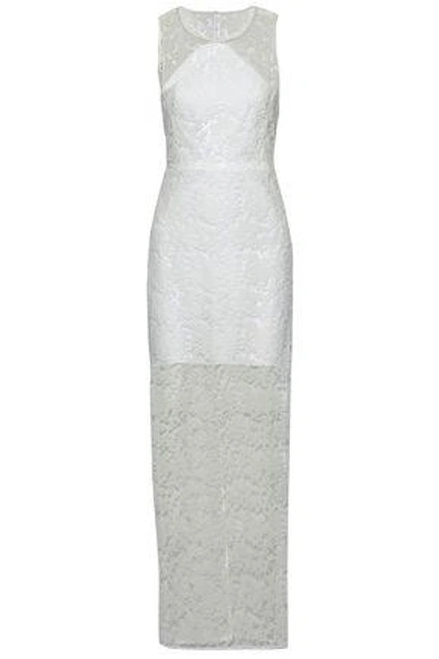 Shop Diane Von Furstenberg Woman Embroidered Tulle Maxi Dress White