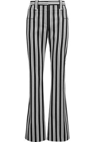 Shop Altuzarra Woman Striped Stretch Wool And Cotton-blend Flared Pants Black