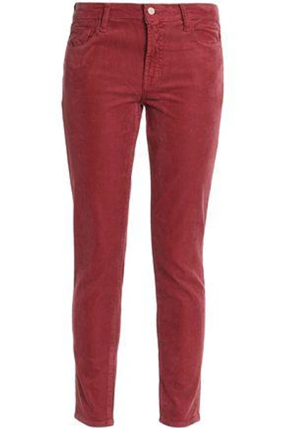 Shop J Brand Woman Cotton-blend Corduroy Skinny Pants Brick