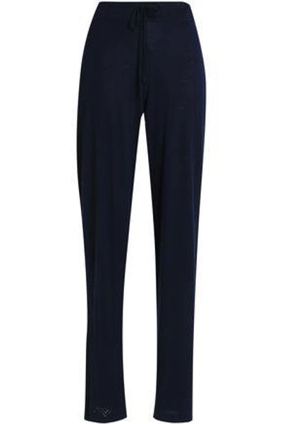 Shop Amanda Wakeley Woman Cashmere Straight-leg Pants Midnight Blue