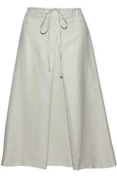 Shop Jil Sander Pleated Cotton Skirt In Grey Green